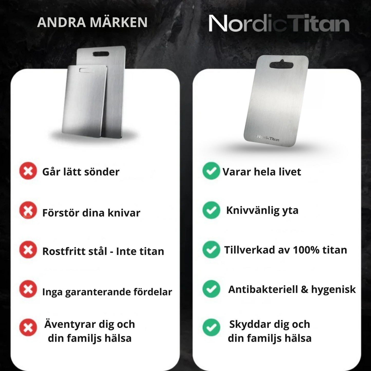 NordicTitan™ skärbräda i 100 % rent titan